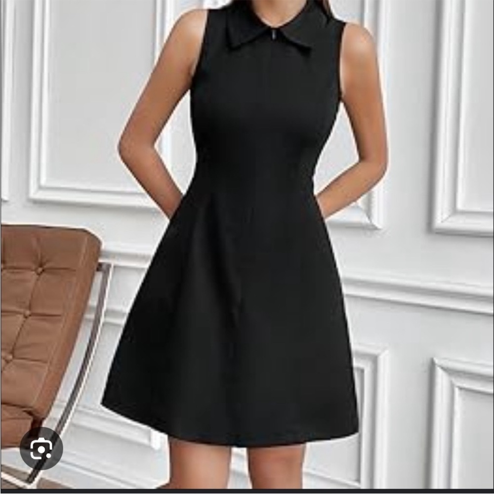 Topshop Black A-Line Mini Dress with Peter Pan Collar